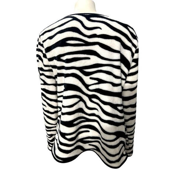 CCC Zebra Print Open Front Cardigan Sweater Trendy Black White Printed Pattern L - Picture 3 of 6
